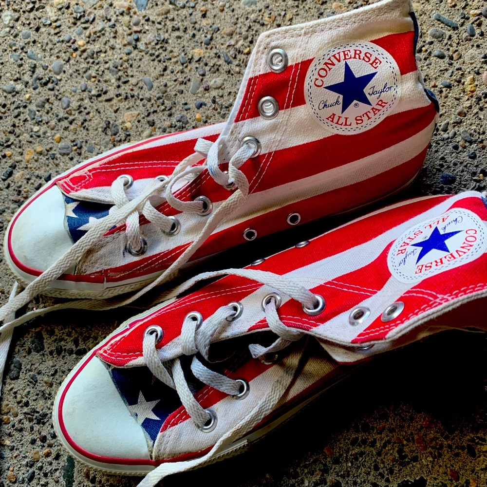 Converse Red and White High-Top Sneakers
